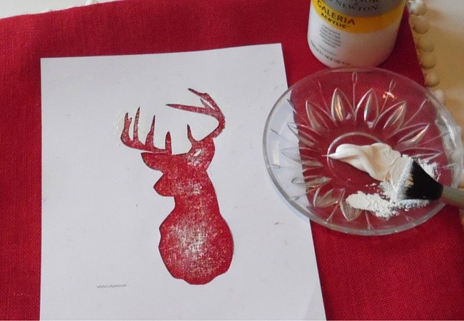 how to make a stencilled burlap pillow christmas decor idea, christmas decorations, crafts, home decor, how to