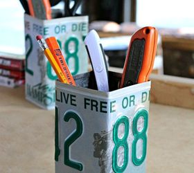 license plate pencil cup, outdoor living, pallet, tools