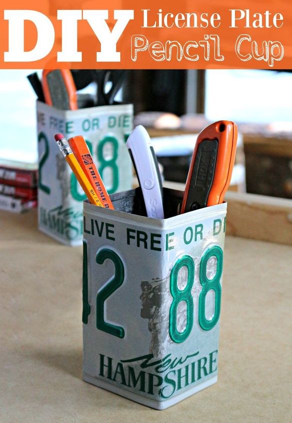 license plate pencil cup, outdoor living, pallet, tools