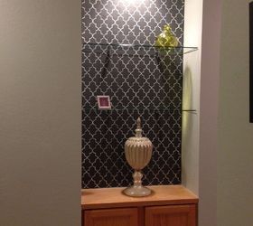 hallway nook makeover, foyer, painting, shelving ideas