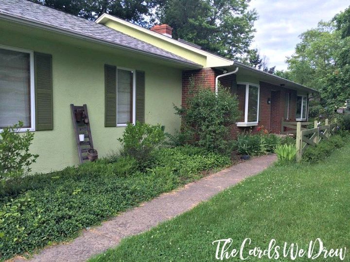 painted brick house makeover, concrete masonry, gardening, home decor, outdoor living, paint colors, painting