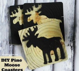 pine moose coasters, christmas decorations, crafts, home decor, woodworking projects