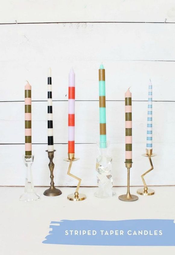 s 15 simple candle transformations you need to try this season, Paint them with stripes to get an Anthro look