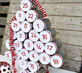 diy tin can christmas advent calendar, crafts, fireplaces mantels, gardening, pallet, repurposing upcycling, seasonal holiday decor