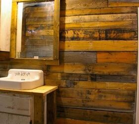covering walls with pallet wood the basement bathroom renovation, basement ideas, bathroom ideas, pallet