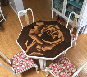 Rose Stained Table and Antique Chairs Makeover