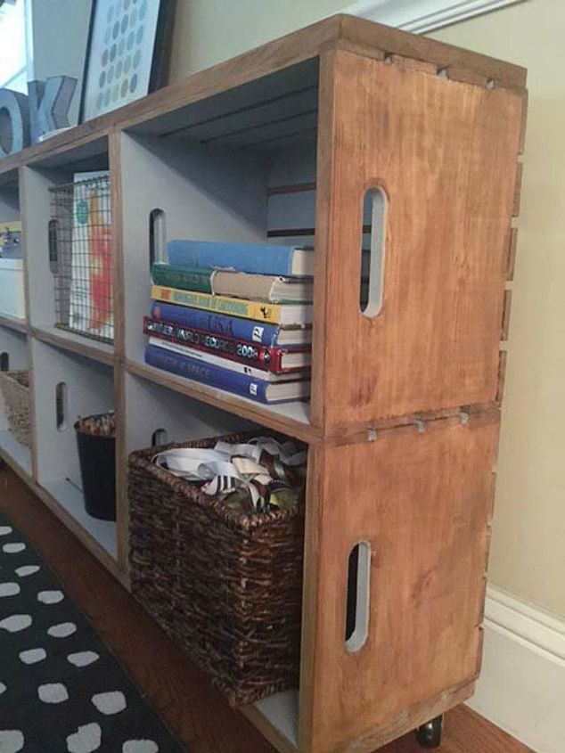 s here s how to get a mudroom when you don t have an entryway 13 ideas , foyer, how to, Grab some crates and build a rolling station