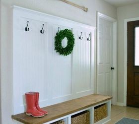 here s how to get a mudroom when you don t have an entryway 13 ideas, Build your own with a bench and hooks