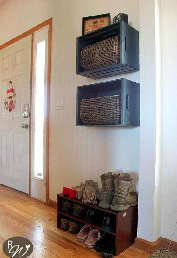 here s how to get a mudroom when you don t have an entryway 13 ideas, Nail some crates to your wall