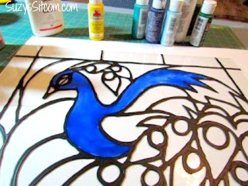 creating faux stained glass with acrylic paint and glue, crafts, painting