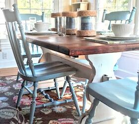 rustic farmhouse trestle table makeover, painted furniture