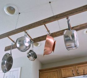 13 storage ideas that will instantly declutter your kitchen drawers, Use a ladder to hang your pots and pans