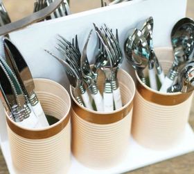 13 storage ideas that will instantly declutter your kitchen drawers, Keep all of your silverware in chic cans