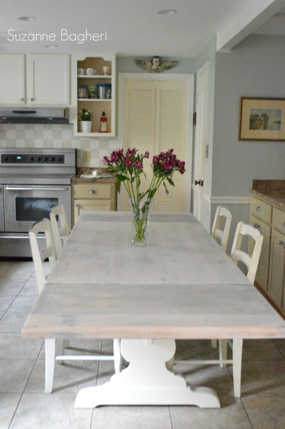 a hot mess turned into whitewashed farmhouse table, painted furniture