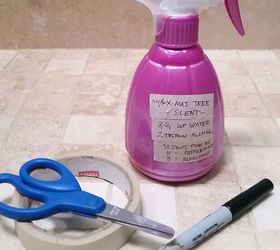 diy holiday spray to make your faux christmas tree smell like real, Wait We still have to label the bottle