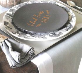 s make your thanksgiving table look amazing with these quick decor ideas, home decor, painted furniture, Quickly paint a metallic runner for some glam