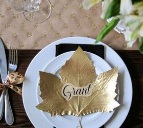 s make your thanksgiving table look amazing with these quick decor ideas, home decor, painted furniture, Or paint them gold for a chic place card