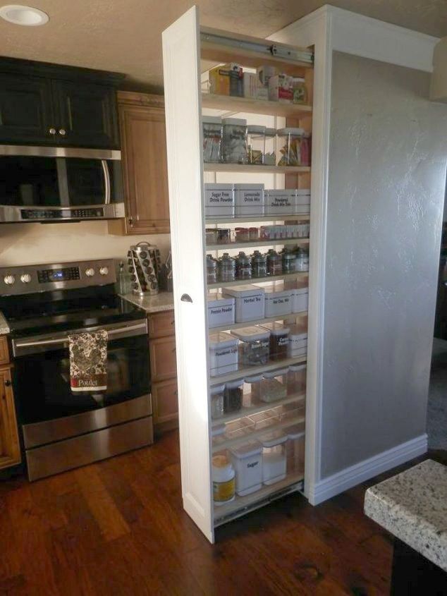 s add more pantry space with these brilliant hacks, closet, Install a pull out pantry in your wall