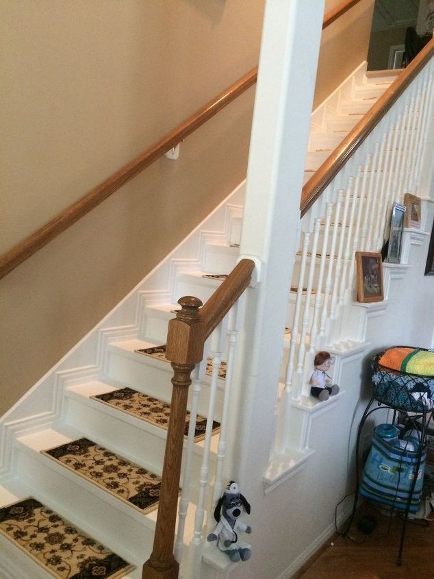 removed old nasty carpet from stairs, stairs, reupholster