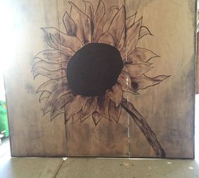 sunflower stained highly top table makeover