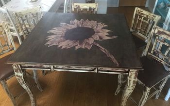 Sunflower Stained Highly Top Table Makeover
