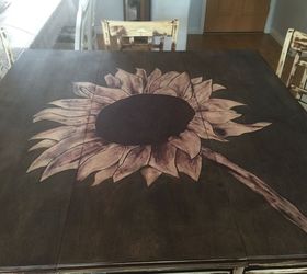 sunflower stained highly top table makeover