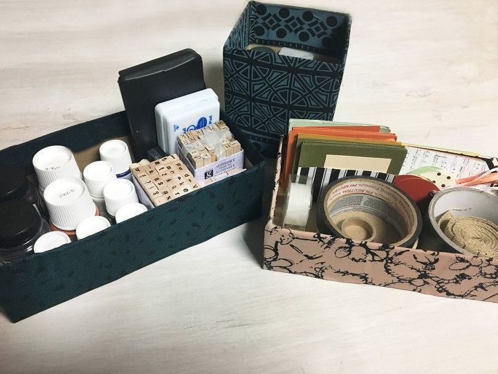 tissue box turned storage bins