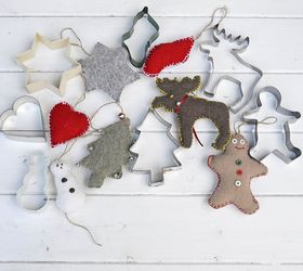 upcycled sweater and cookie cutter christmas ornaments, christmas decorations, seasonal holiday decor