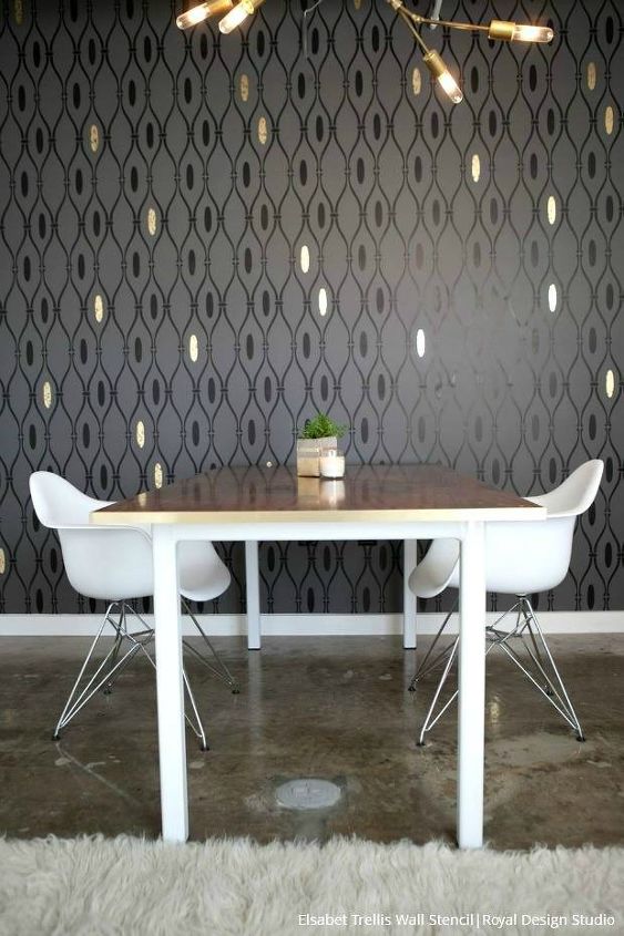 trendy designer interiors that use modern wall stencils