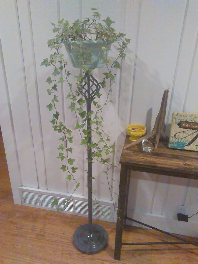 repurpose an old standing floor lamp into a plant stand, flooring, gardening, lighting