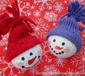 snowman ornaments from golf balls , christmas decorations, seasonal holiday decor, Snowman Ornaments from golf balls