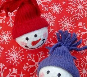 snowman ornaments from golf balls , christmas decorations, seasonal holiday decor, Make a variety of colors faces