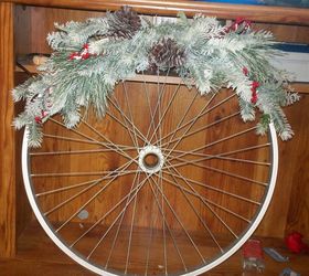 bicycle rim winter wreath, crafts, wreaths