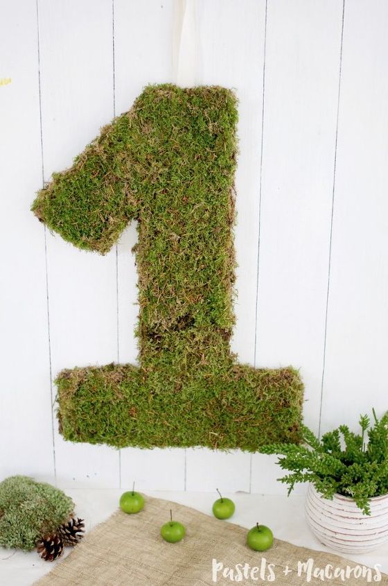 moss covered number using living moss