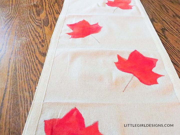painted fall table runner, painted furniture