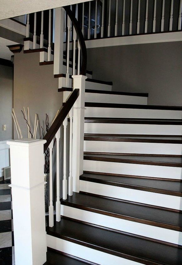 s get rid of your carpet staircase without hiring a contractor, stairs, reupholster, Paint your handrail to match