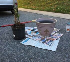 update old plant pot with stencils, gardening
