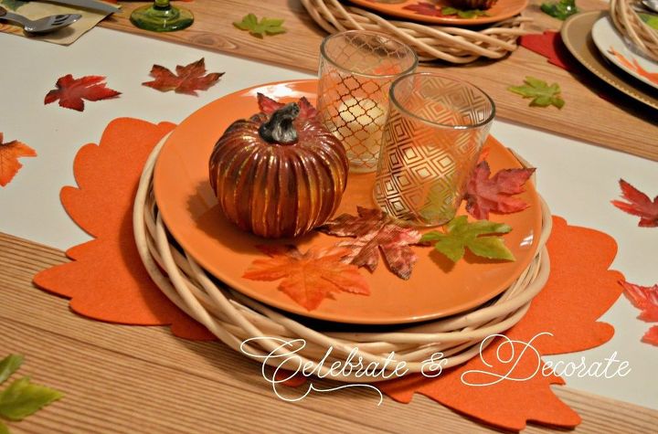 set a thanksgiving table from the dollar store, painted furniture