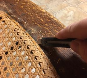 how to replace brittle cane seats with jute webbing, how to, Cutting the edge of the brittle cane