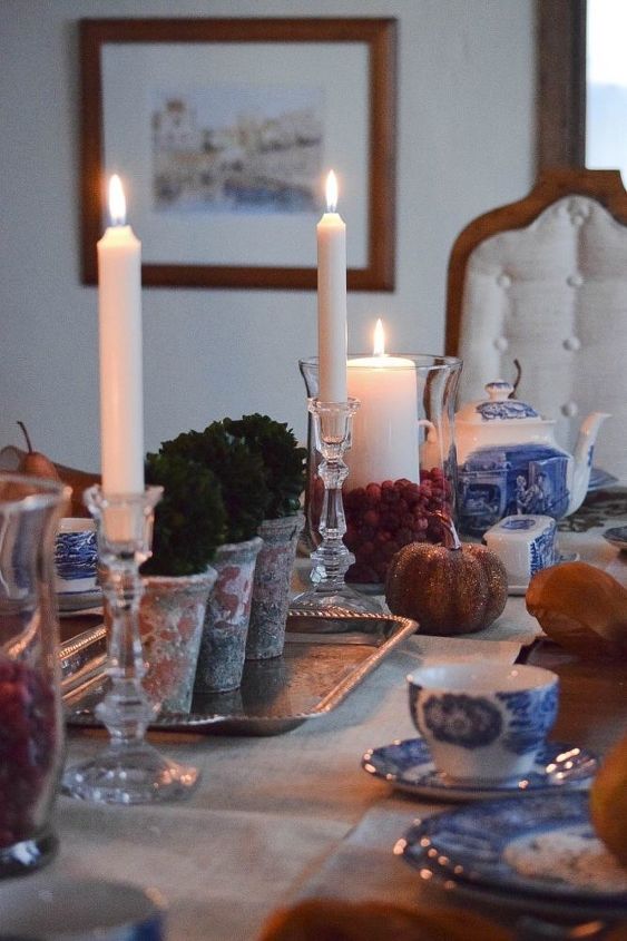thanksgiving table setting, painted furniture