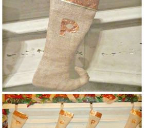 diy burlap elf stockings for your christmas mantle, crafts, fireplaces mantels