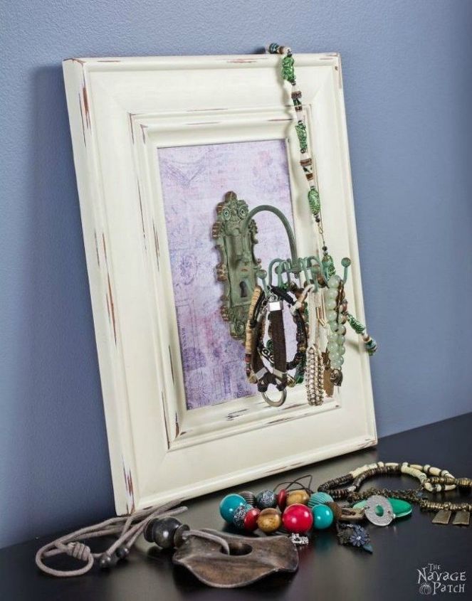 21 jewelry organizing ideas that are better than a jewelry box, This frame with a vintage hook