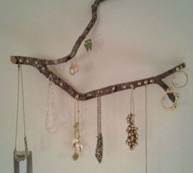 21 jewelry organizing ideas that are better than a jewelry box, This hanging wooden branch