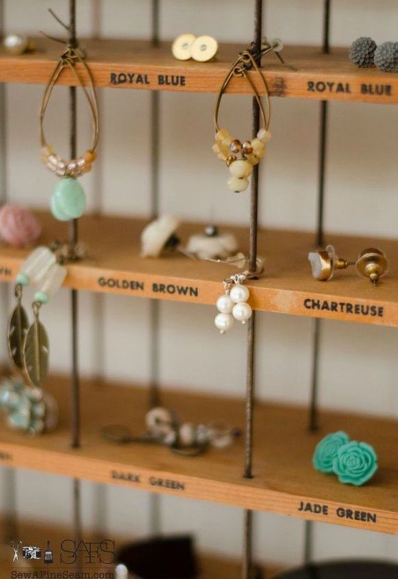 21 jewelry organizing ideas that are better than a jewelry box, This old dye rack that displays everything