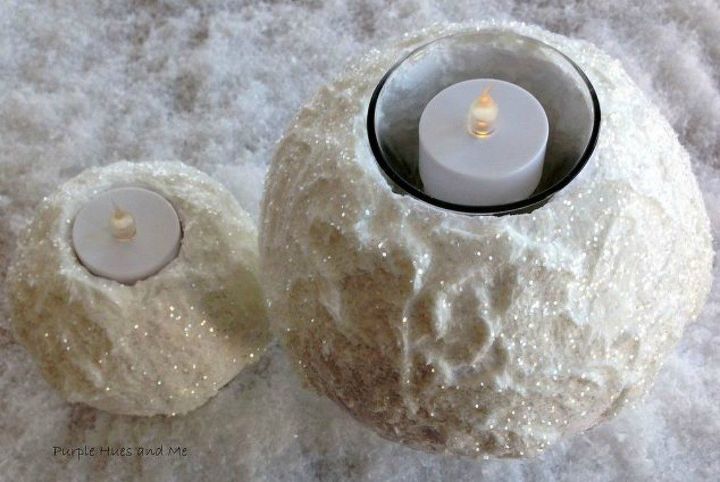 s cut up styrofoam for these breathtaking christmas ideas, christmas decorations, Turn them into winter snowy candle holders