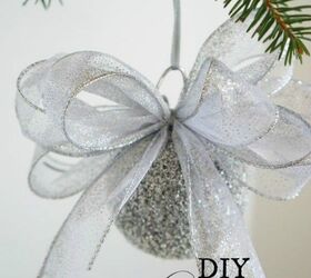 s cut up styrofoam for these breathtaking christmas ideas, christmas decorations, Spray them into sparkly tree ornaments