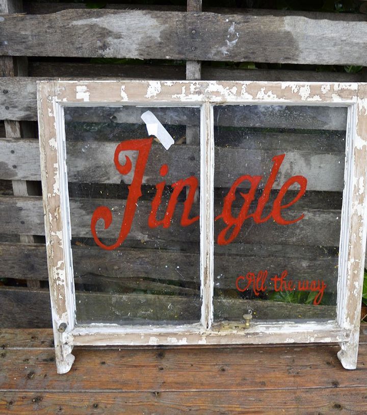 old window turned into a christmas decoration mirror, home decor