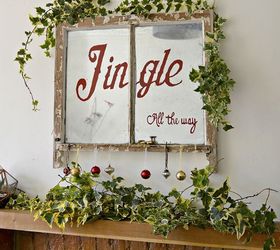 old window turned into a christmas decoration mirror, home decor