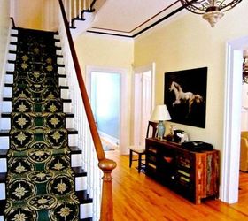 s transform dollar store rugs with these 11 stunning ideas, reupholster, Piece together inexpensive stairway runners