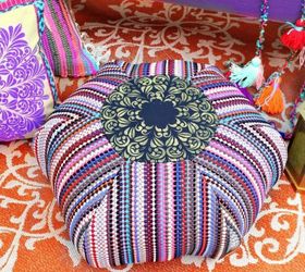 s transform dollar store rugs with these 11 stunning ideas, reupholster, Or sew them together to create a stylish pouf